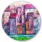 Designart - Street With Colorful Old Homes - Modern Metal Circle Wall Art